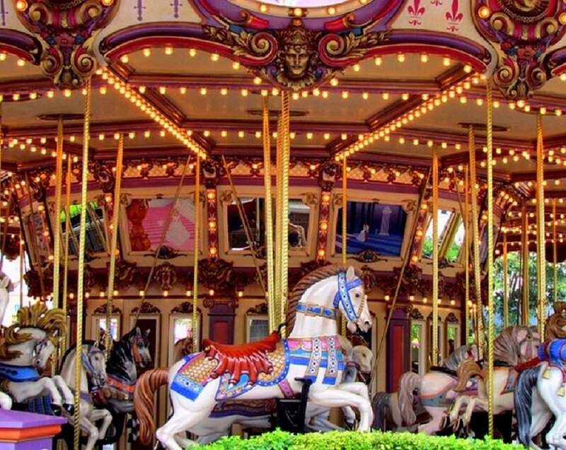 Colorful Carousel Horses — White, Festive