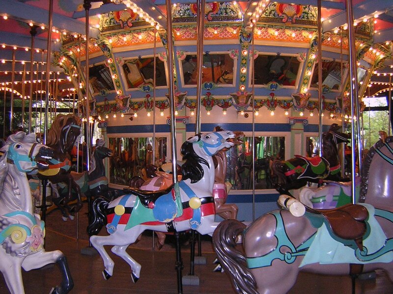 Colorful Carousel Horses — White