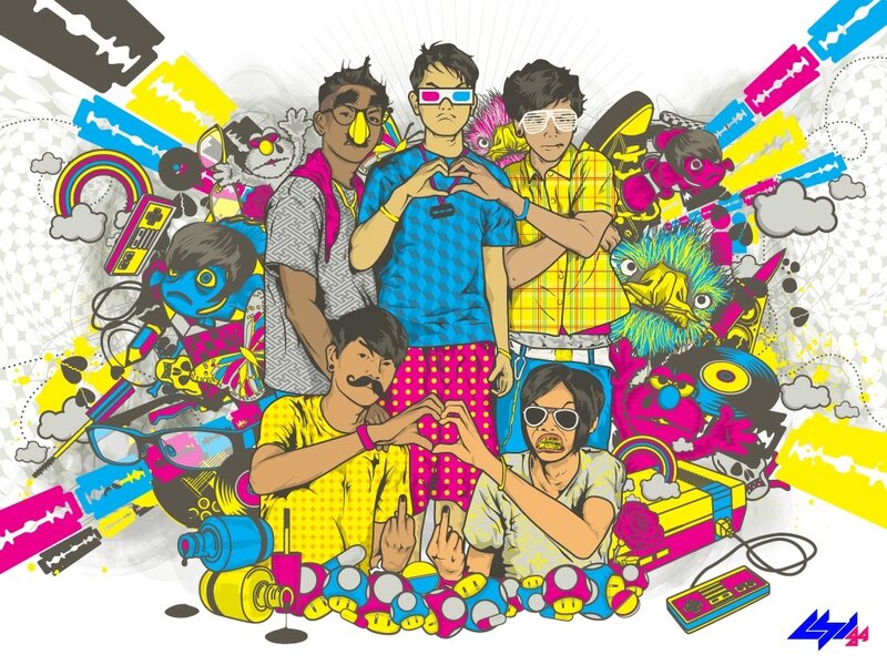 colorful cartoon band illustration