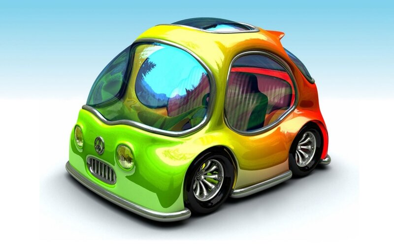 Colorful Cartoon Car — Green
