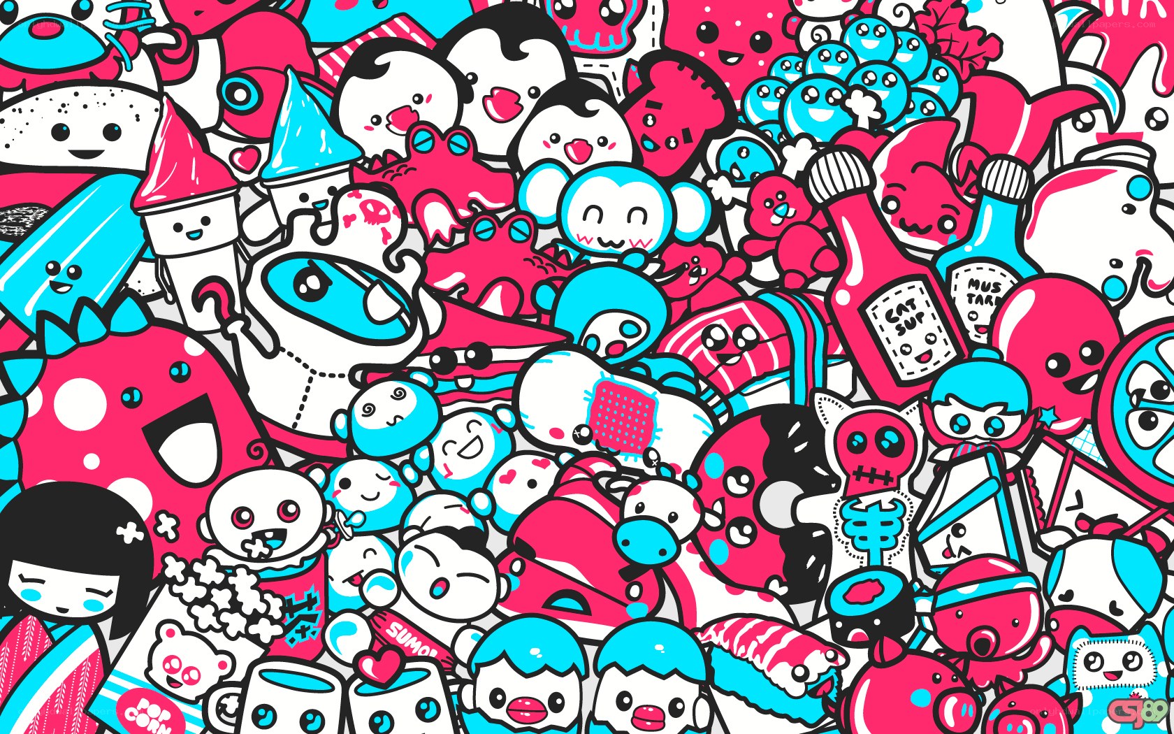 colorful cartoon character collage