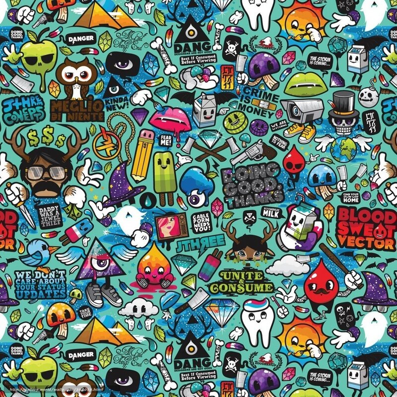 colorful cartoon collage pattern