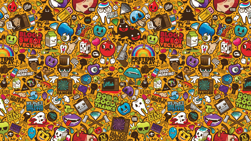 colorful cartoon collage wallpaper