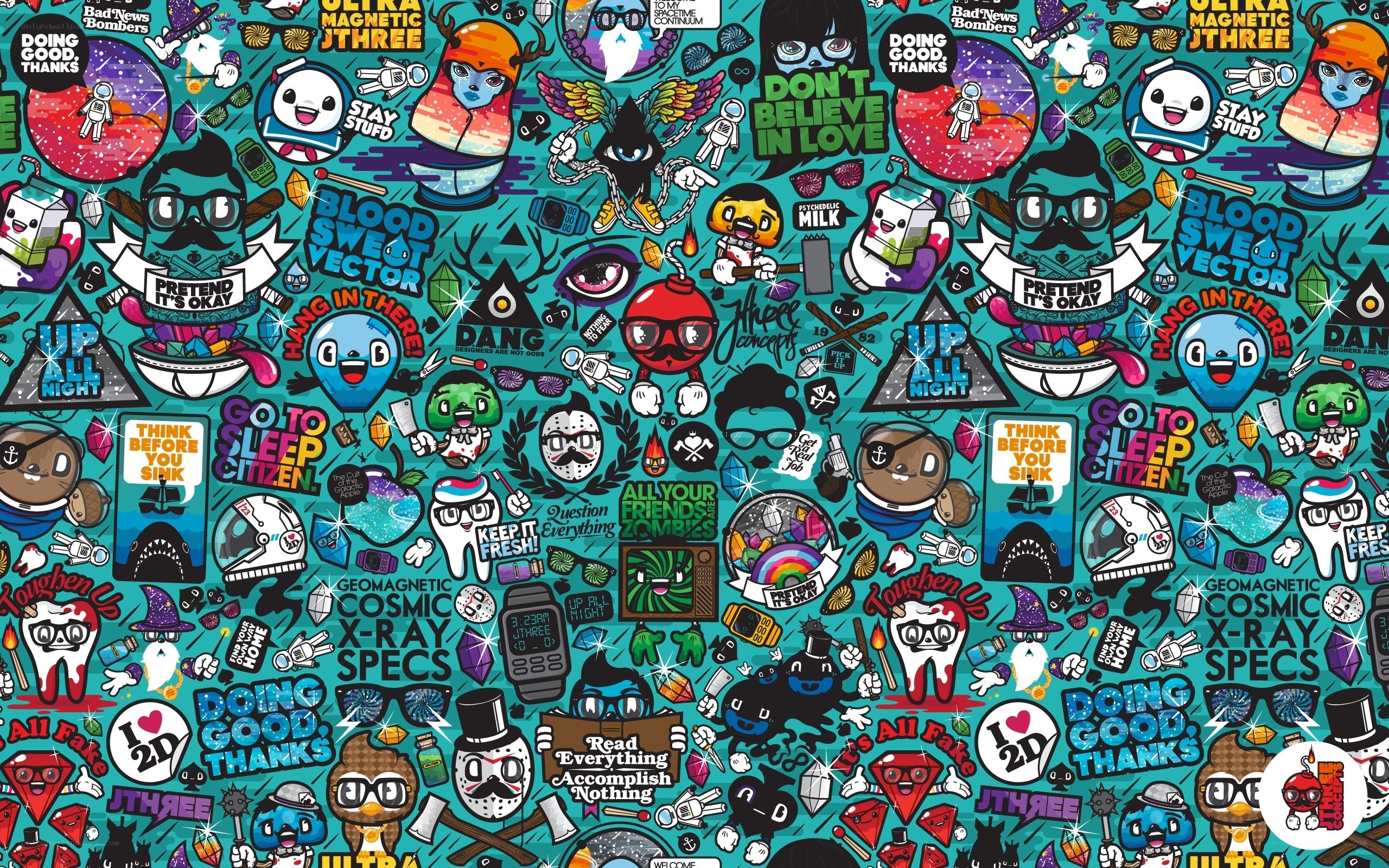 colorful cartoon collage wallpaper
