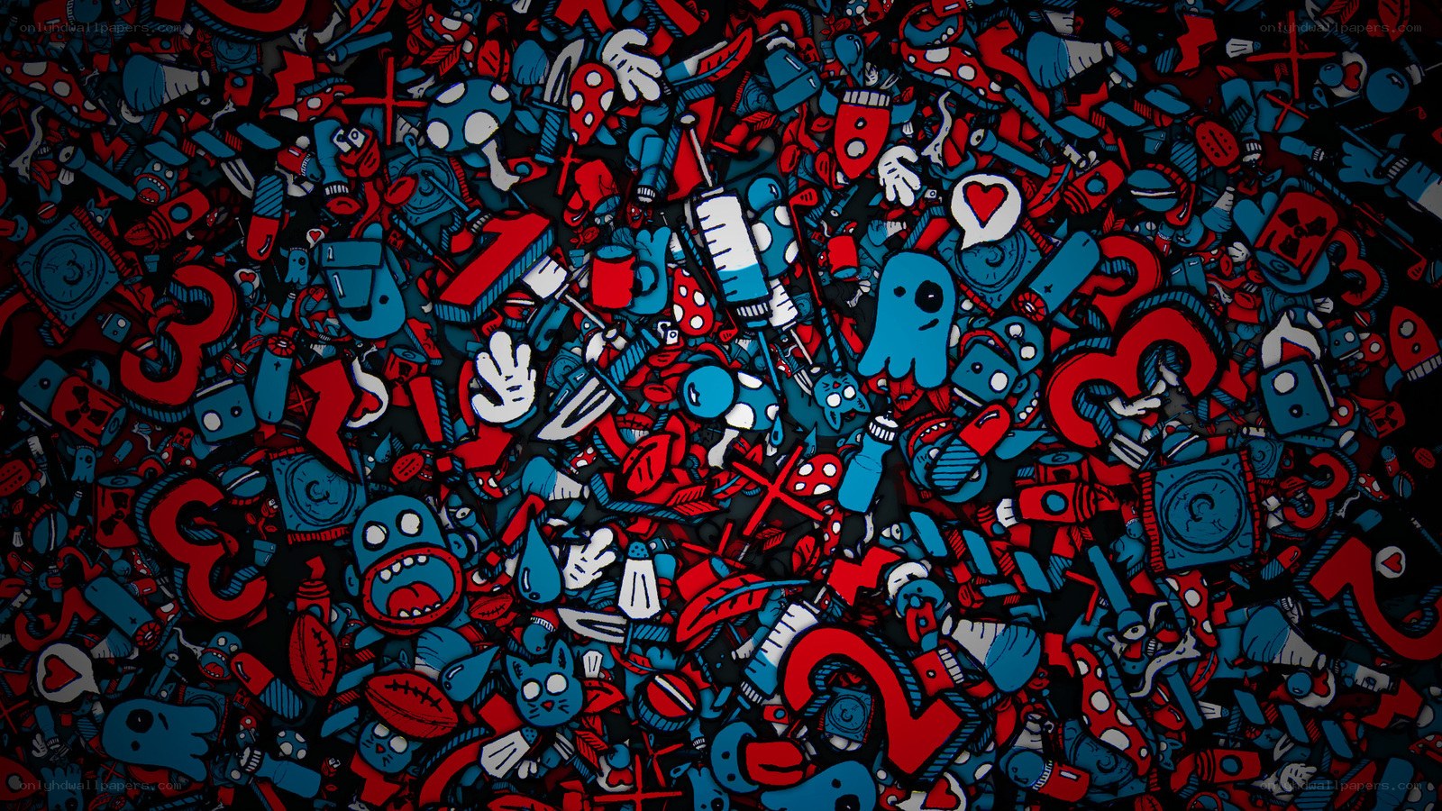 colorful cartoon doodle collage