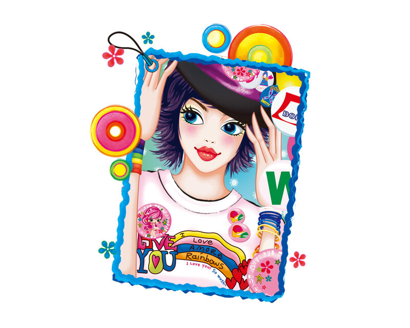 colorful cartoon girl illustration