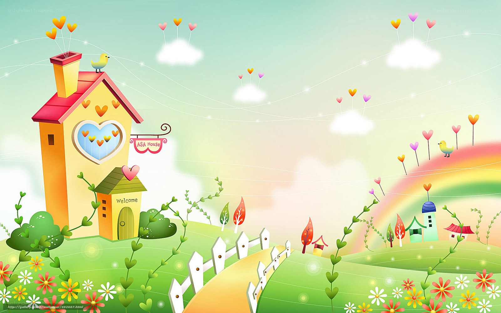 Colorful cartoon house landscape