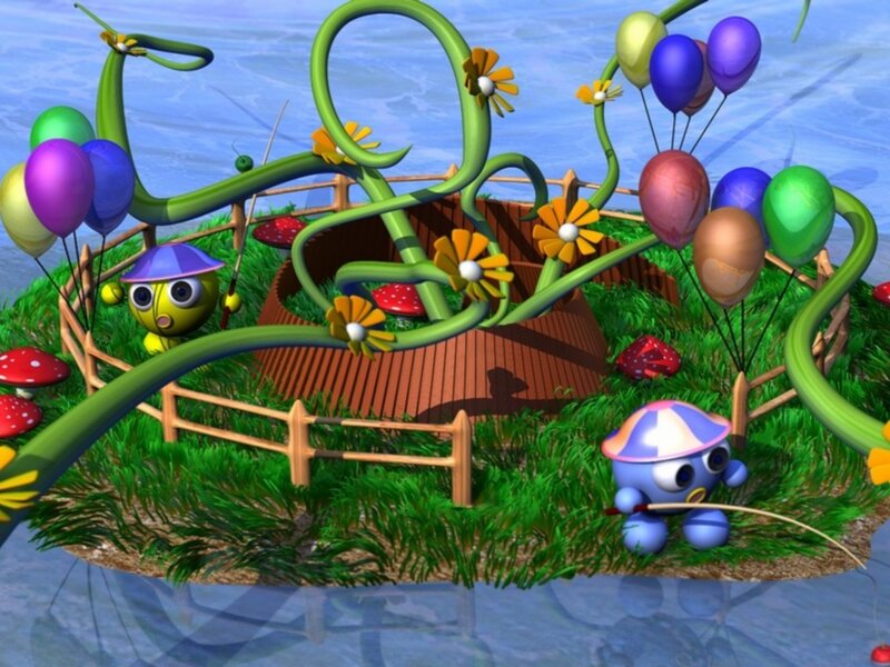 colorful cartoon island scene