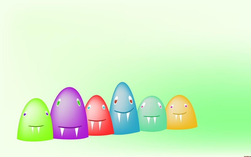 Colorful Cartoon Monsters — Green, Playful