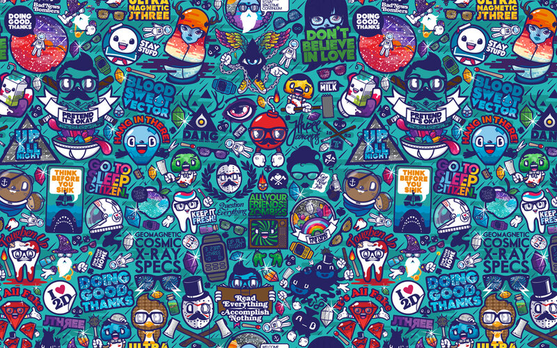colorful cartoon pattern collage