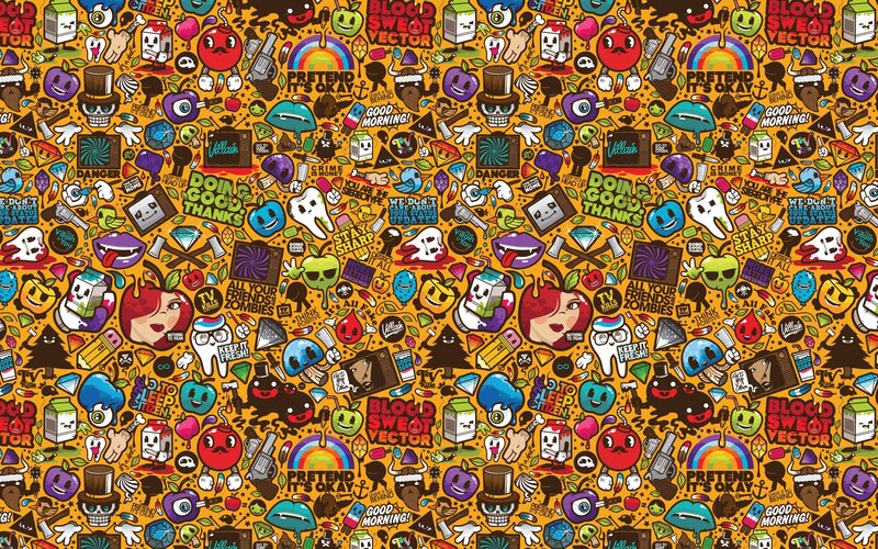 colorful cartoon pattern with text