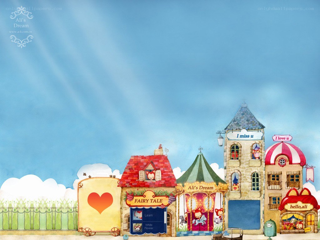 colorful cartoon town scene