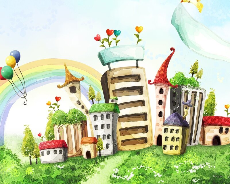 Colorful cartoon village