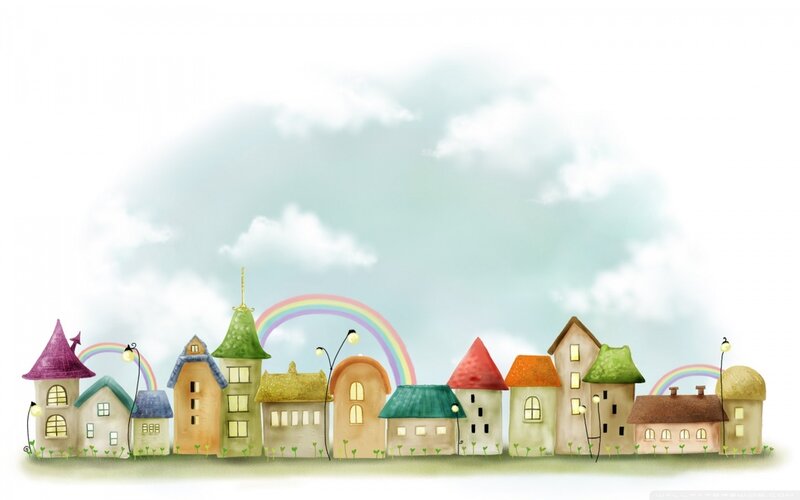colorful cartoon village