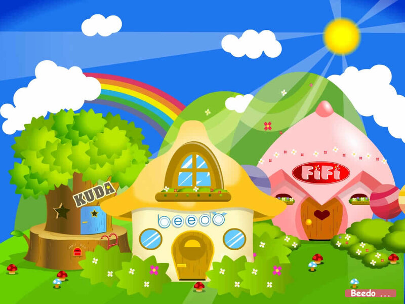 colorful cartoon village scene