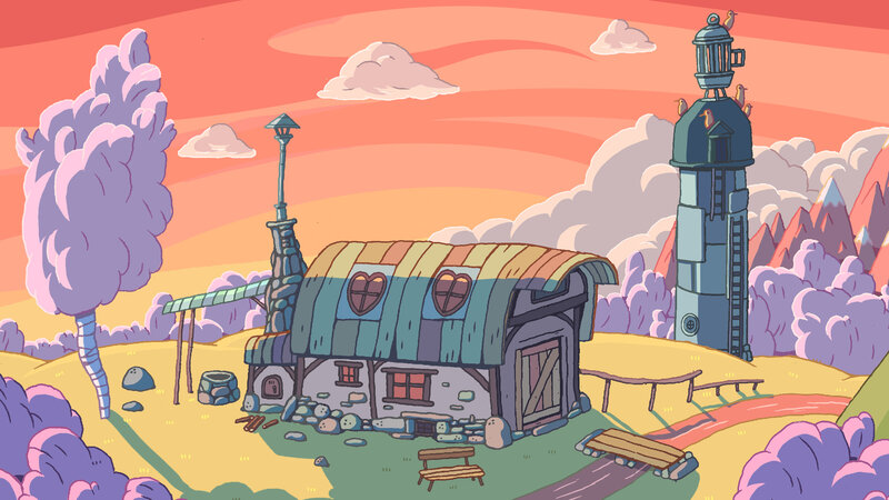 colorful cartoon village scene