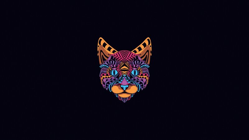 Colorful Cat Head — Purple