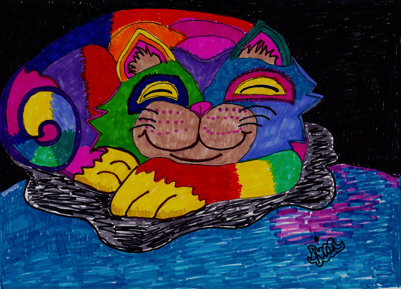 Colorful Cat Sleeping