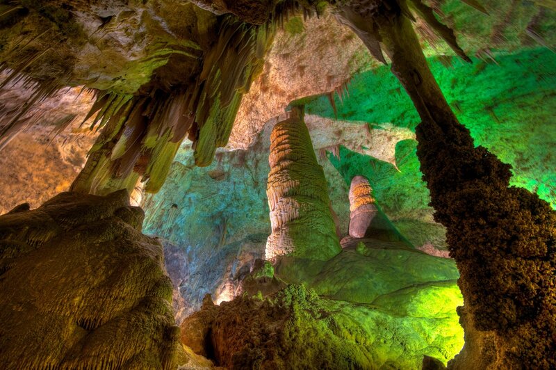 Colorful cave formations