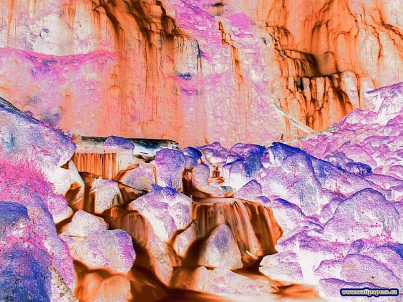 Colorful cave formations