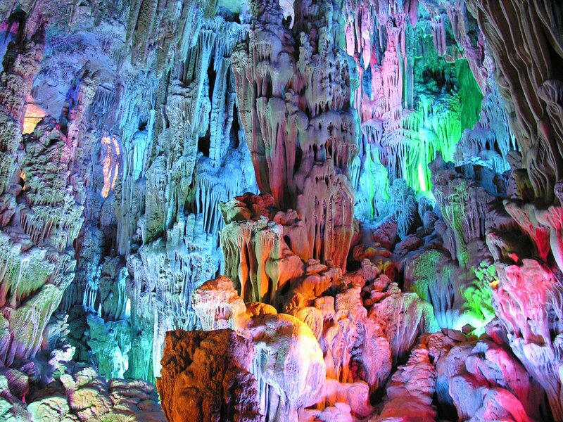 Colorful Cave Formations — Blue, Dramatic