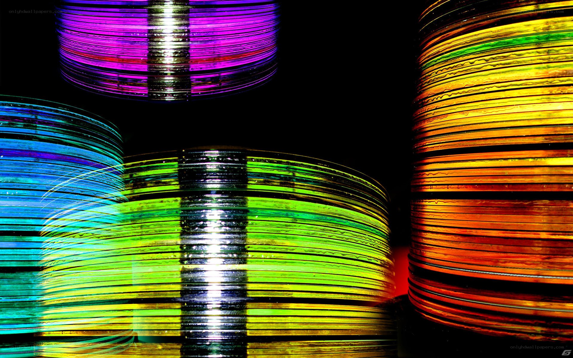 Colorful CD stacks in motion