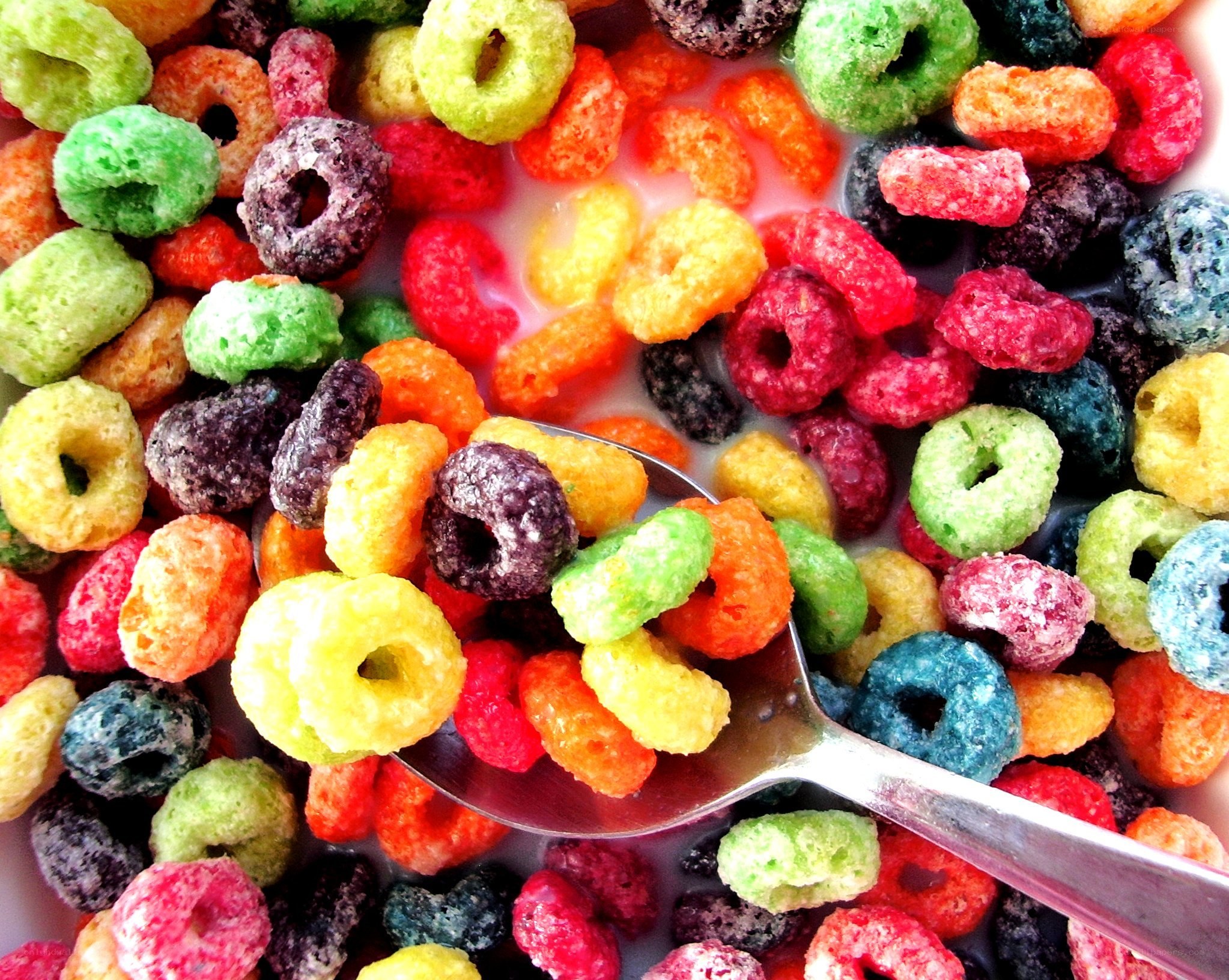 Colorful cereal in milk