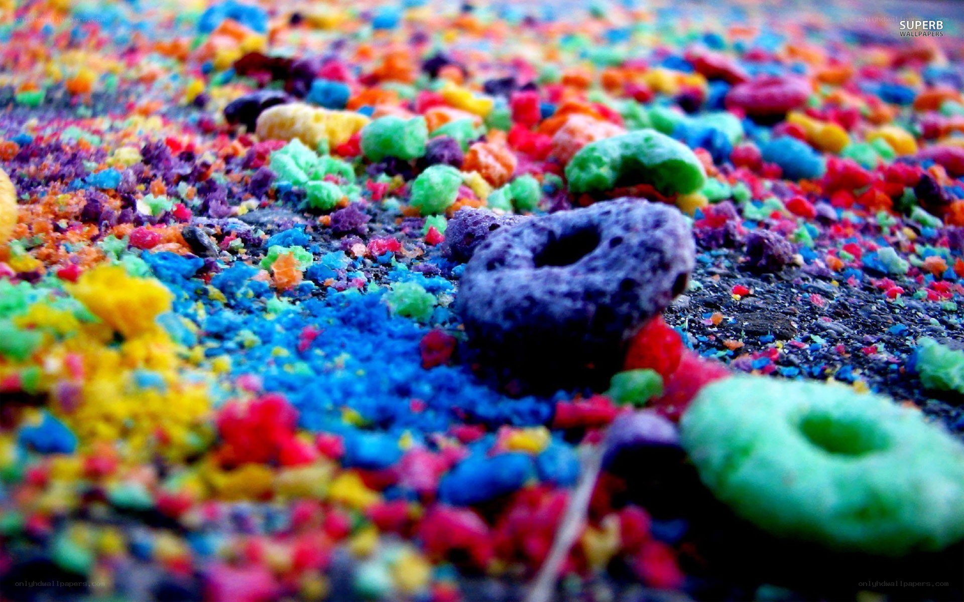 Colorful cereal pieces