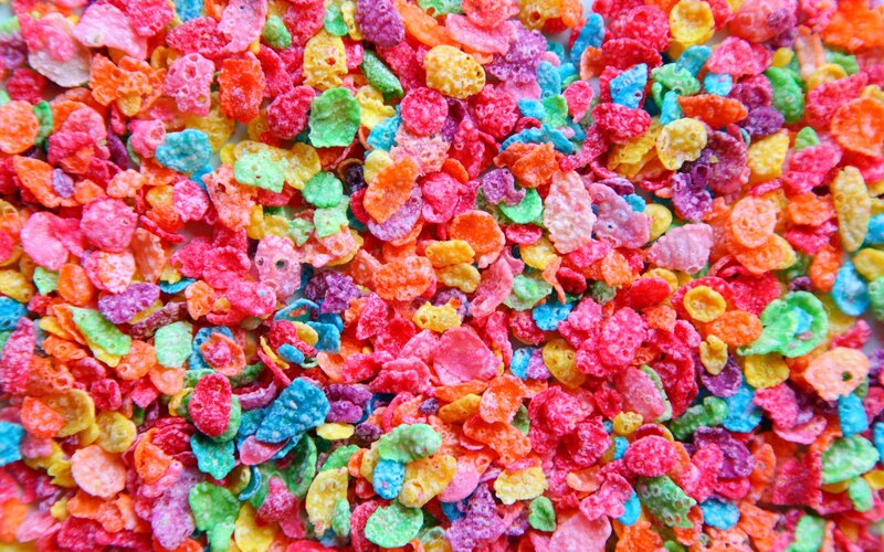 Colorful Cereal Pieces — Red