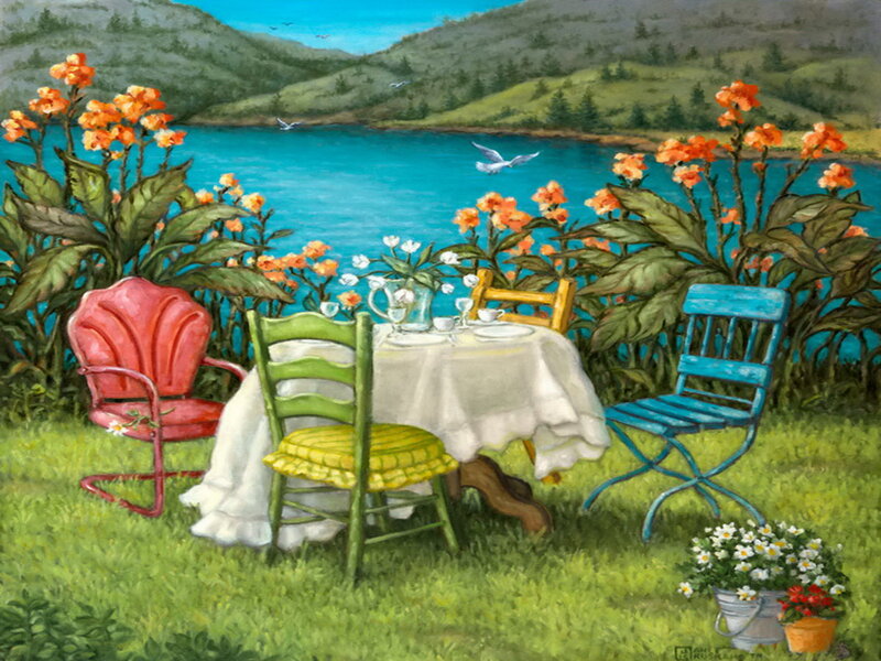 Colorful Chairs by Lake