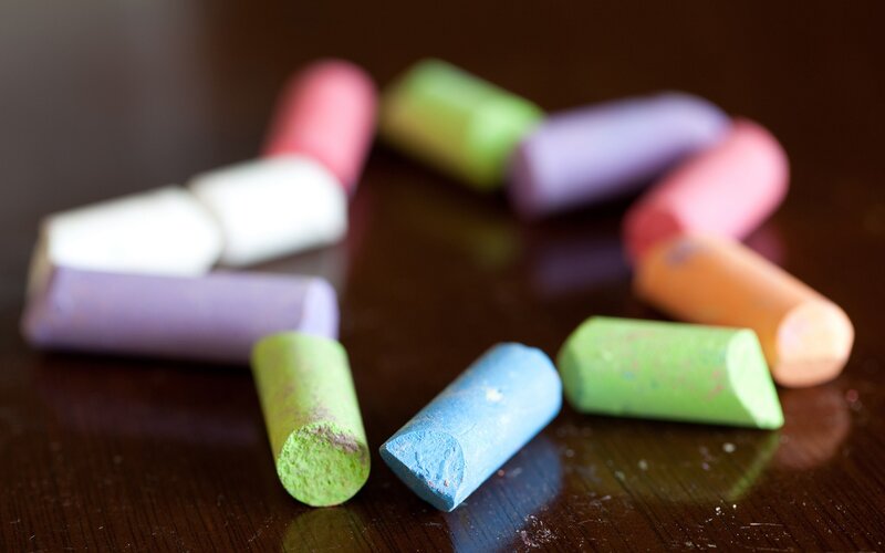 Colorful chalk pieces on a table