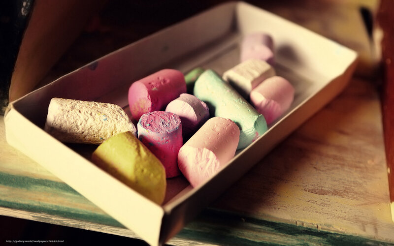 Colorful chalks in a box