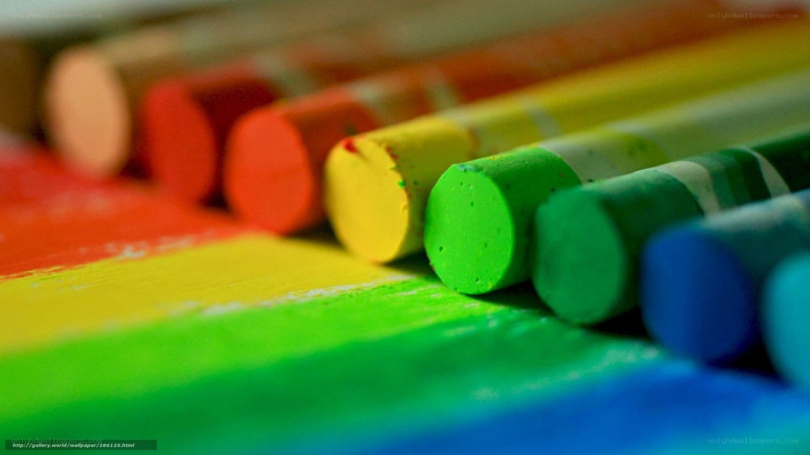 Colorful chalks in rainbow