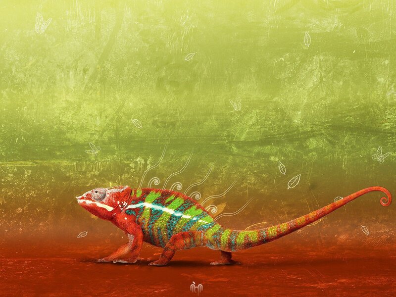 Colorful Chameleon — Green, Vibrant