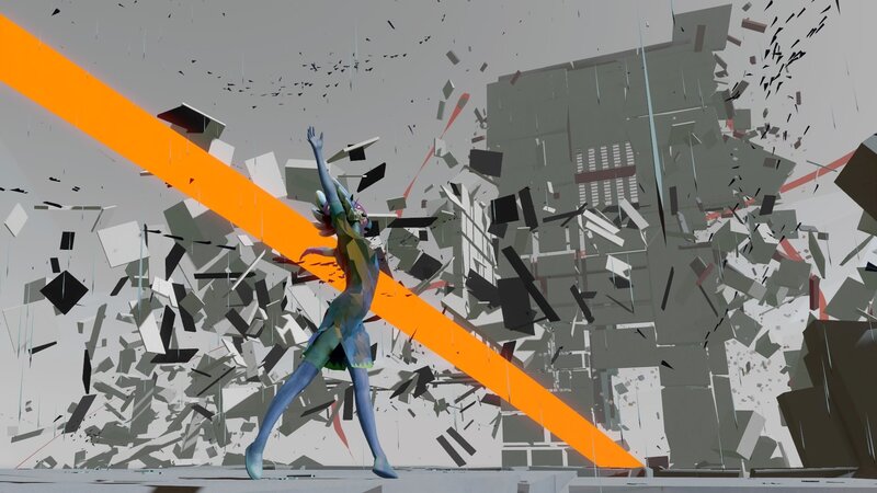 Colorful Character Breaking Wall
