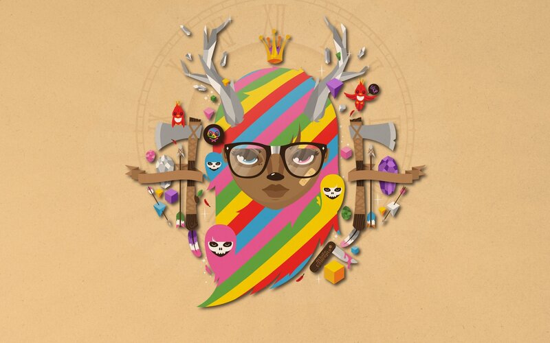 colorful character collage art