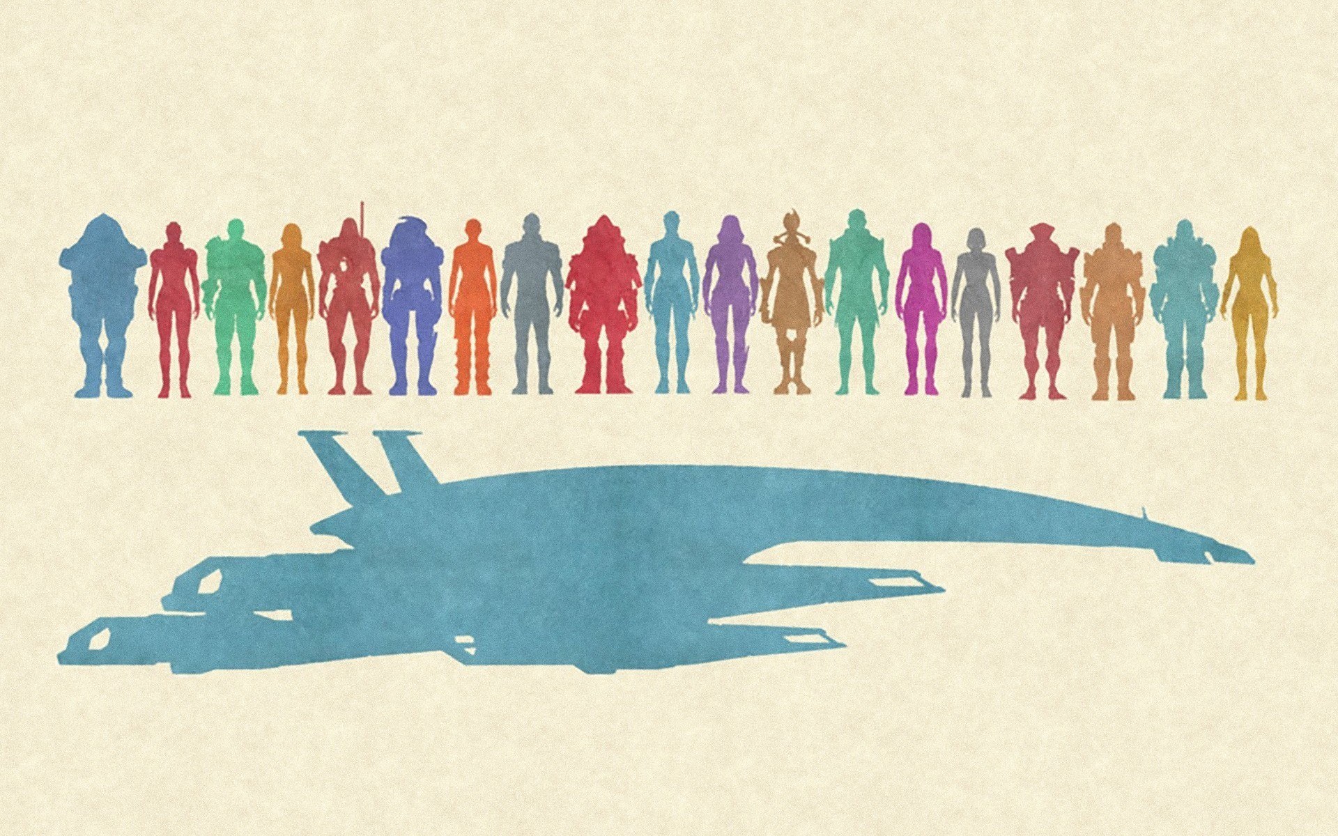 Colorful character silhouettes
