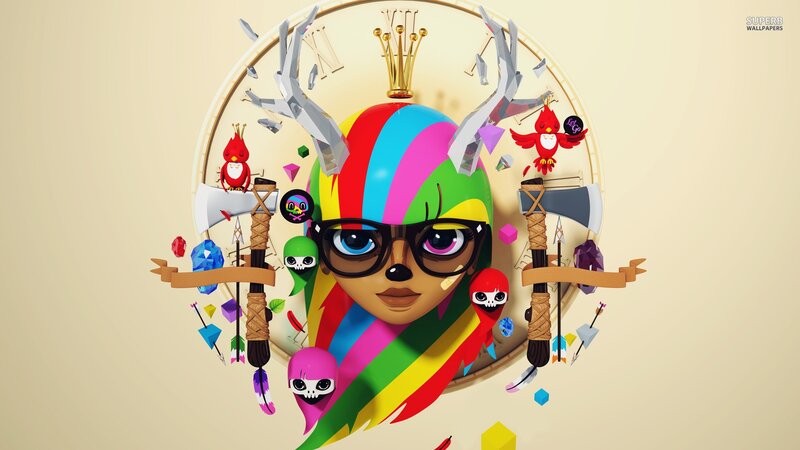 colorful character with rainbow hair