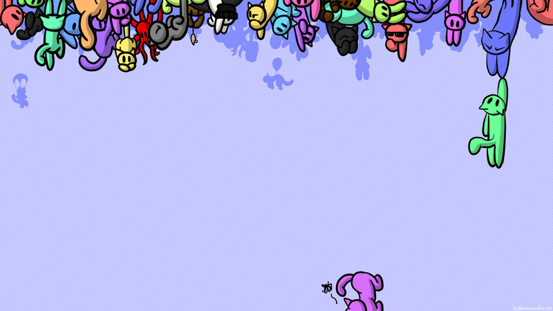 Colorful characters hanging from ceiling