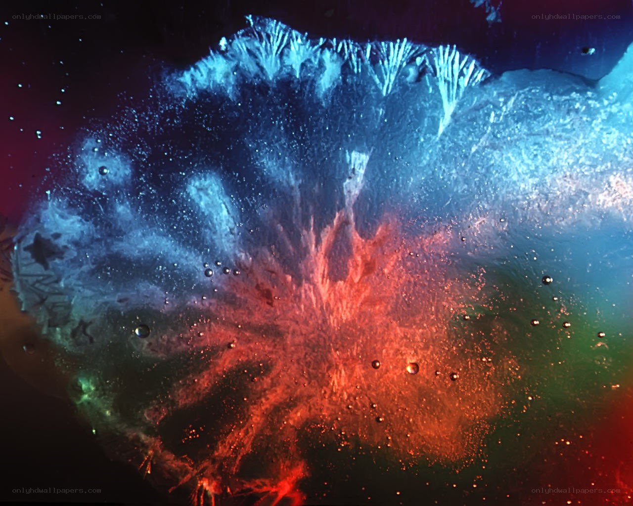 Colorful chemical reaction pattern