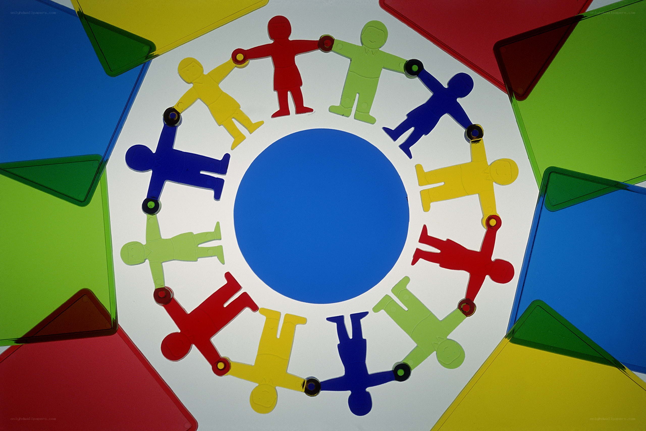 colorful children holding hands