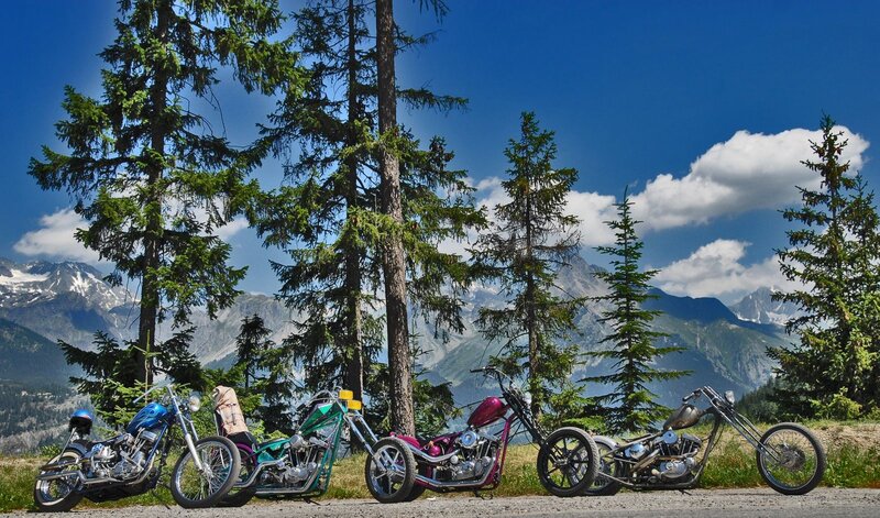 Colorful Chopper Motorcycles