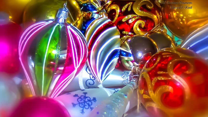 Colorful Christmas ornaments close-up