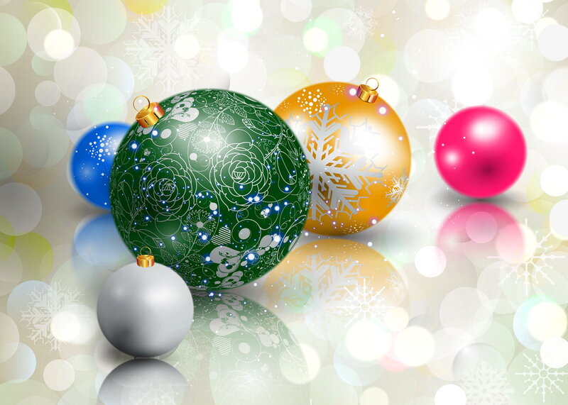 Colorful Christmas Ornaments — Green, Festive