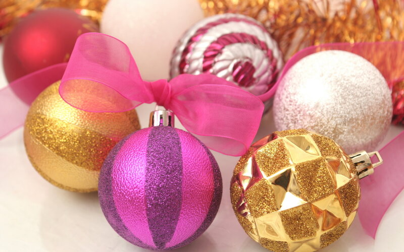 Colorful Christmas Ornaments — Pink, Festive