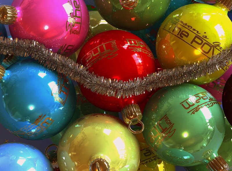 Colorful Christmas Ornaments — Red, Festive, Winter, 3d Render