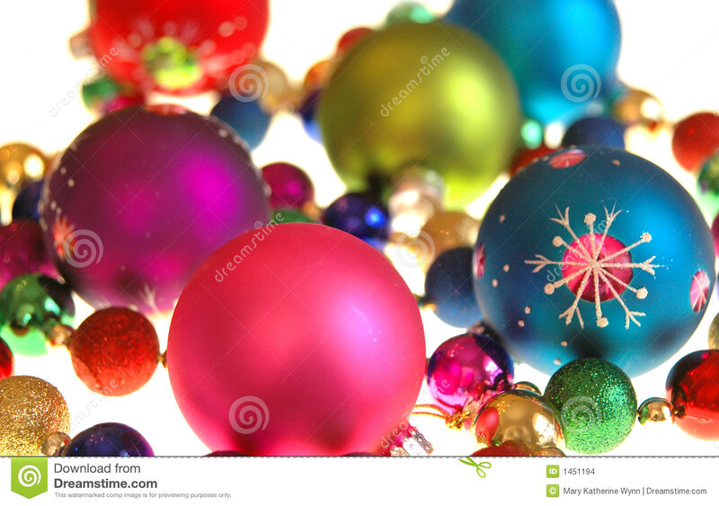 Colorful Christmas Ornaments — Red, Festive, Winter, Photograph, Snowflake