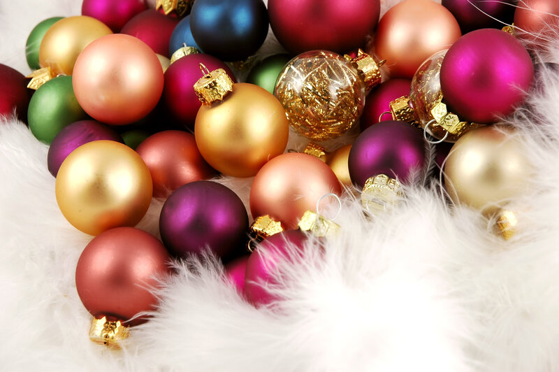 Colorful Christmas Ornaments — Red, Festive, Winter, Photograph