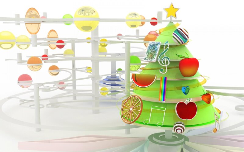 Colorful Christmas Tree — Green, Festive, 3d Render