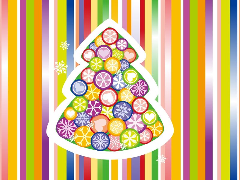 Colorful Christmas Tree — Green, Festive, Winter